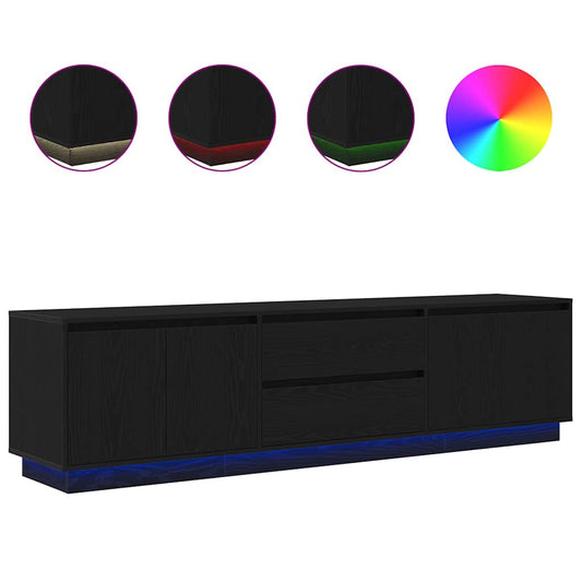 Tv Skříňka S Led Osvětlením Černý Dub 193,5X41X50 Cm