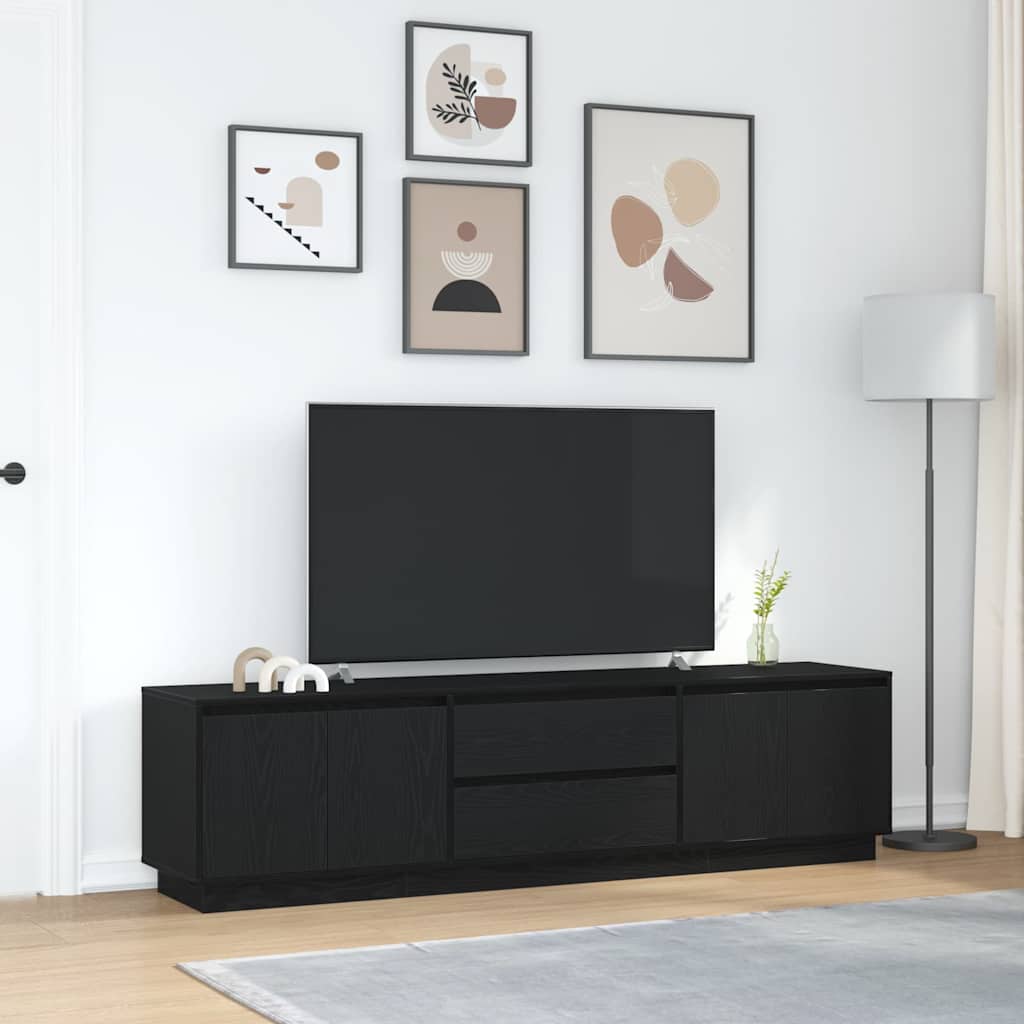 Tv Skříňka S Led Osvětlením Černý Dub 193,5X41X50 Cm