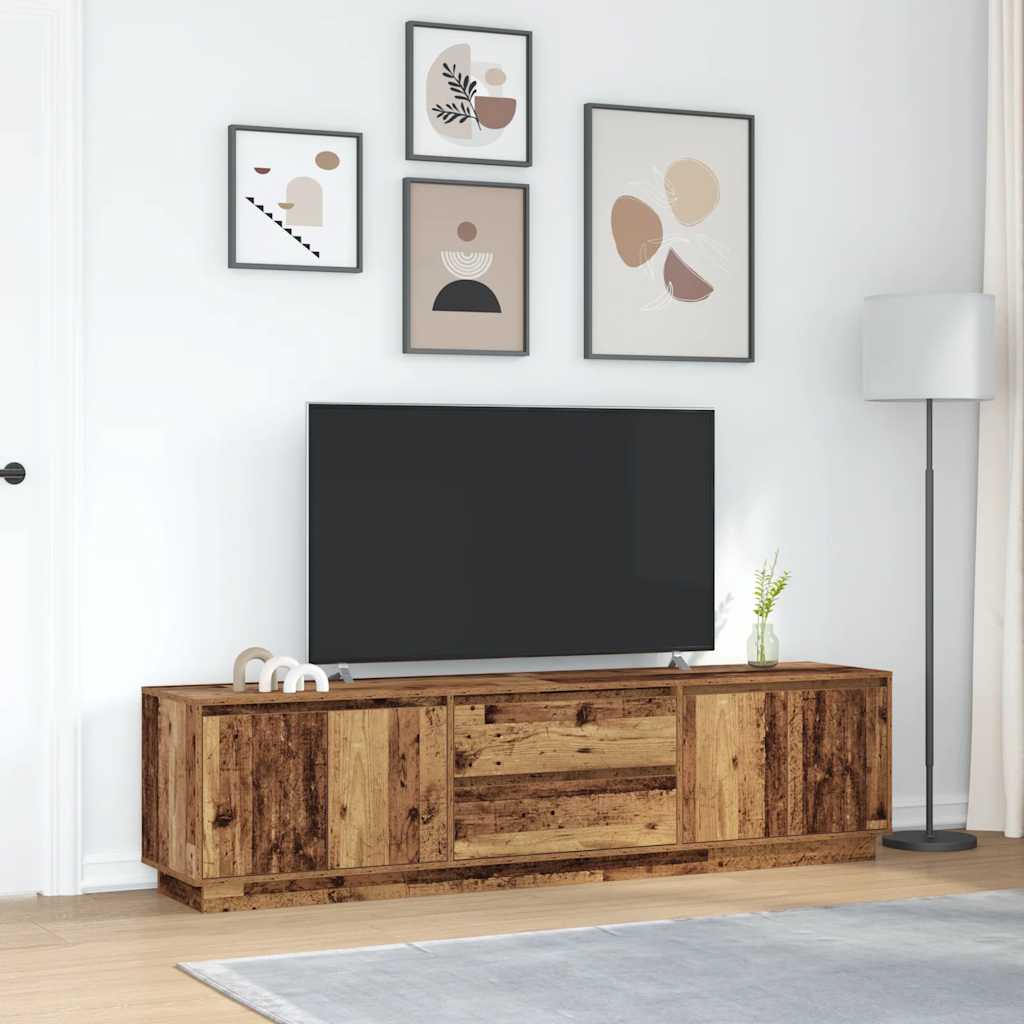 Tv Skříňka S Led Osvětlením Starého Dřeva 193,5X41X50 Cm