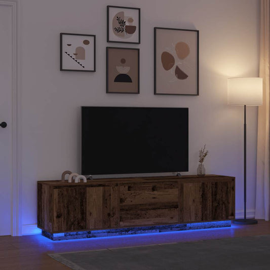 Tv Skříňka S Led Osvětlením Starého Dřeva 193,5X41X50 Cm