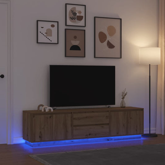 Tv Skříňka S Led Osvětlením Dub Artisan 193,5X41X50 Cm