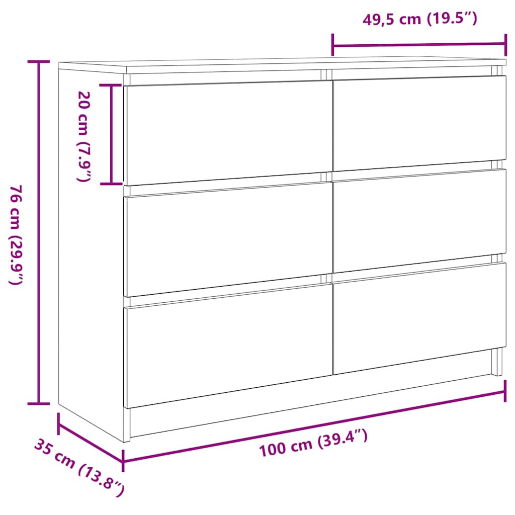 Příborník 100X35X76 Cm Kompozitní Dřevo