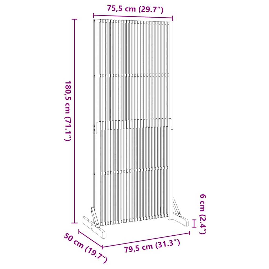 Paraván Pro Ochranu Soukromí Dovnitř/Ven 180,5Cm Masivní Akácie