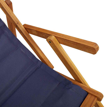 Skládací Židle S Područkami Modrá Akáciová Dřevěná A Textilen
