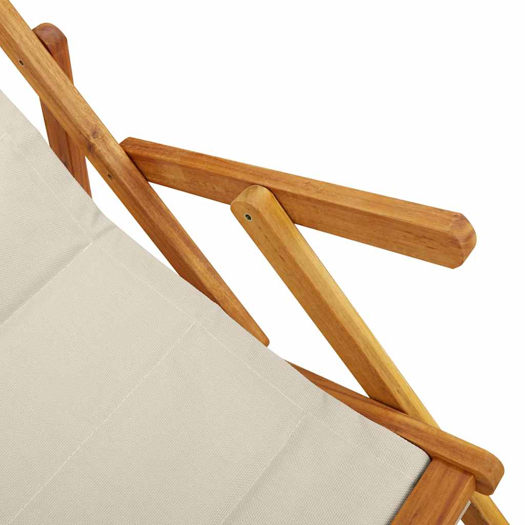Skládací Židle S Područkami, Béžová, Akáciové Dřevo A Textilen