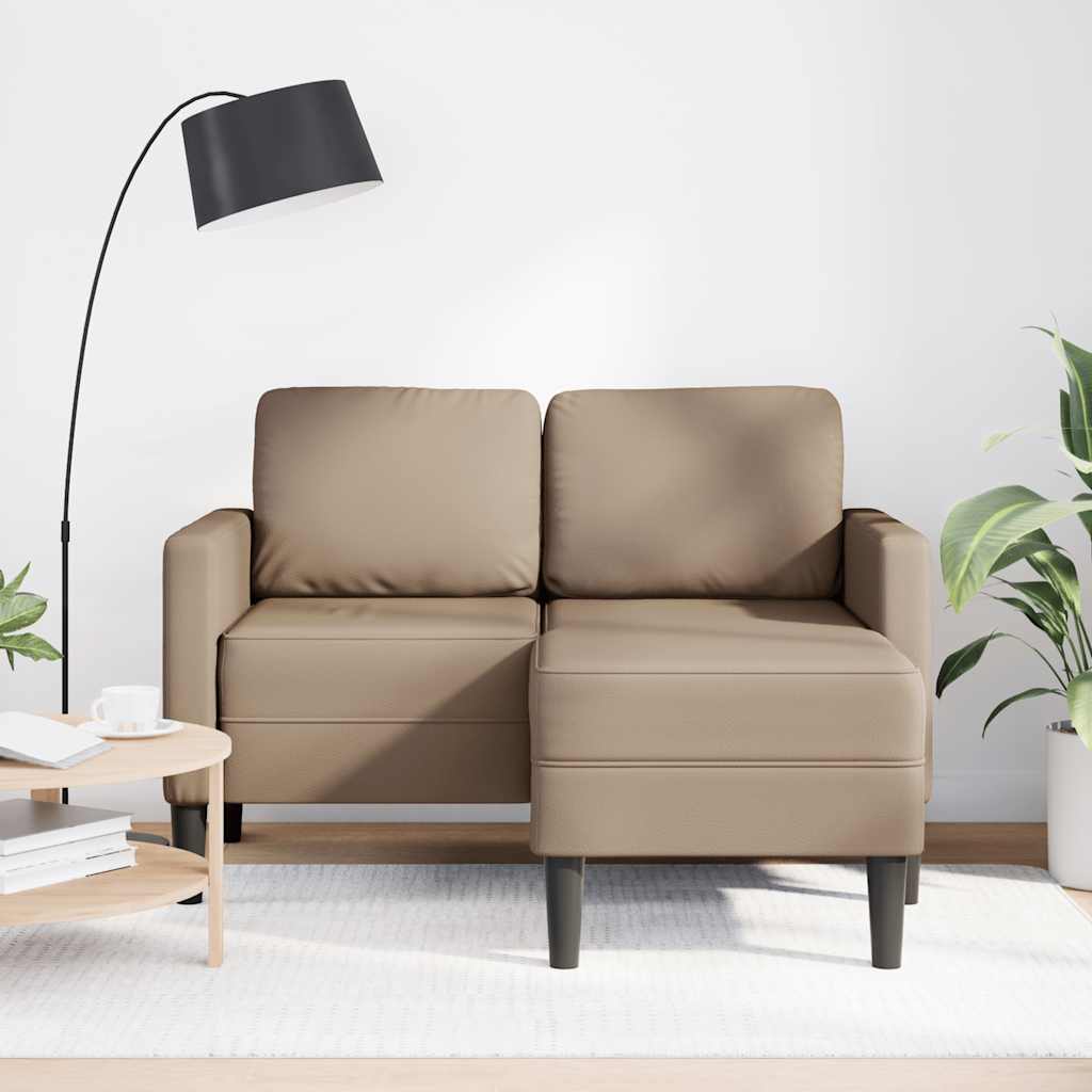 Dvoumístná Pohovka S Lenoškou Ve Tvaru L, Cappuccino 125 Cm, Umělá Kůže