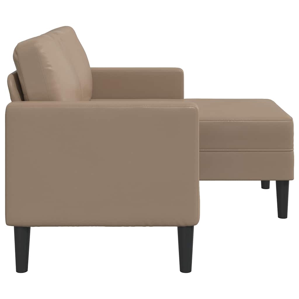 Dvoumístná Pohovka S Lenoškou Ve Tvaru L, Cappuccino 125 Cm, Umělá Kůže