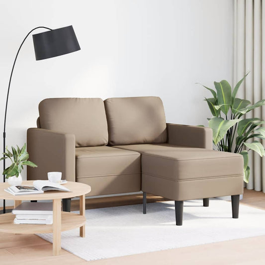 Dvoumístná Pohovka S Lenoškou Ve Tvaru L, Cappuccino 125 Cm, Umělá Kůže