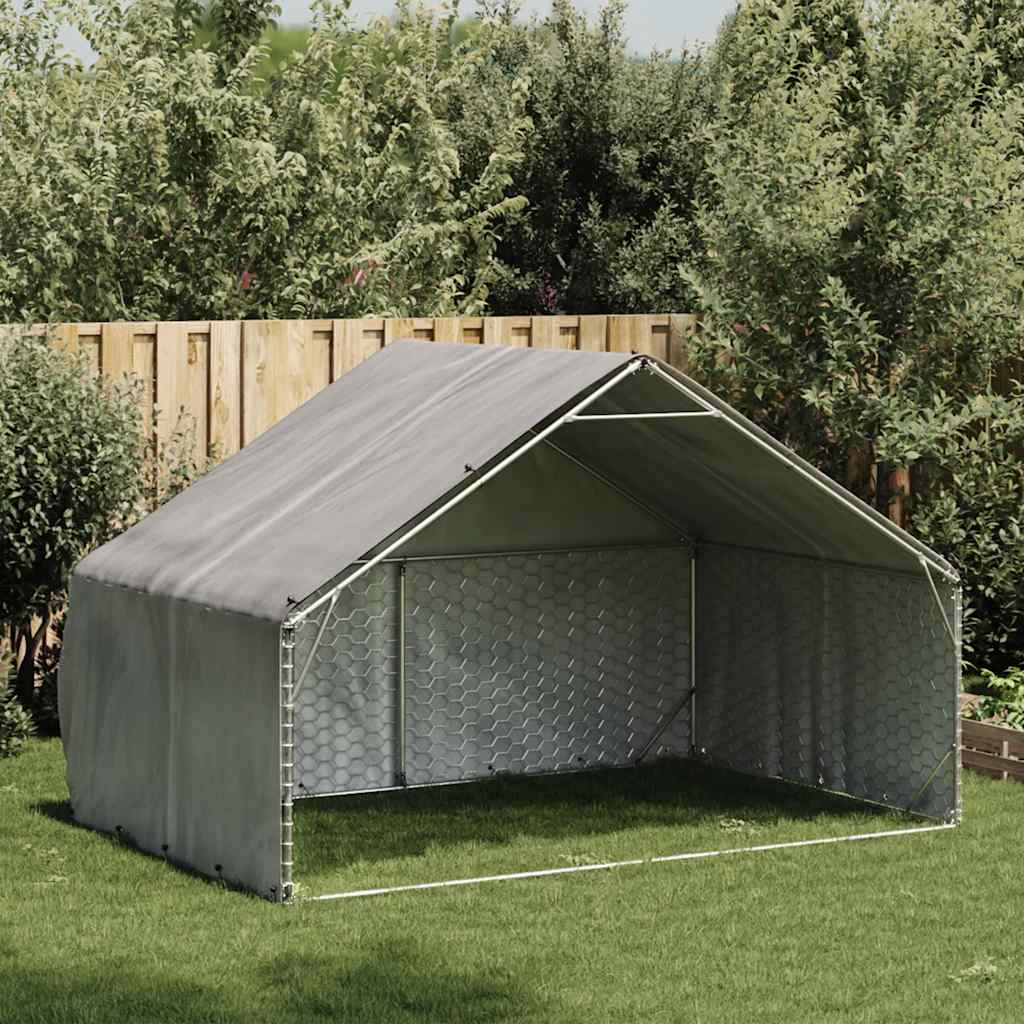 Venkovní Psí Kotec S Krytem 3X2X1,9 M Pozinkovaná Ocel