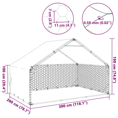 Venkovní Psí Kotec S Krytem 3X2X1,9 M Pozinkovaná Ocel