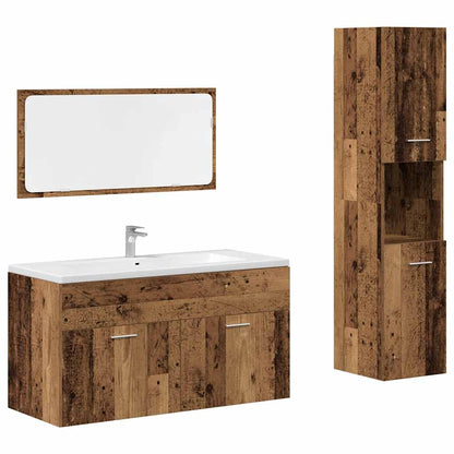 3Dílná Koupelnová Sestava Old Wood Kompozitní Dřevo Staré Dřevo