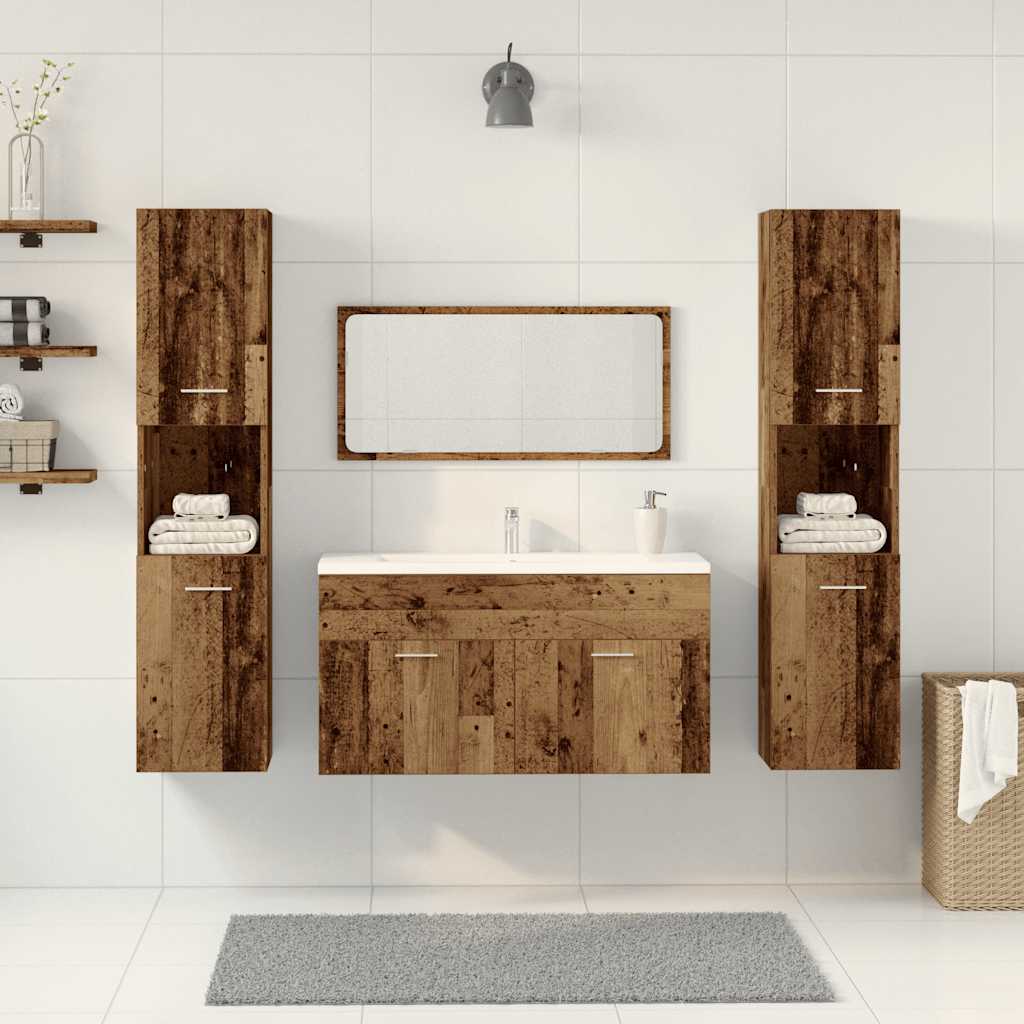 4Dílná Koupelnová Sestava Old Wood Kompozitní Dřevo Staré Dřevo
