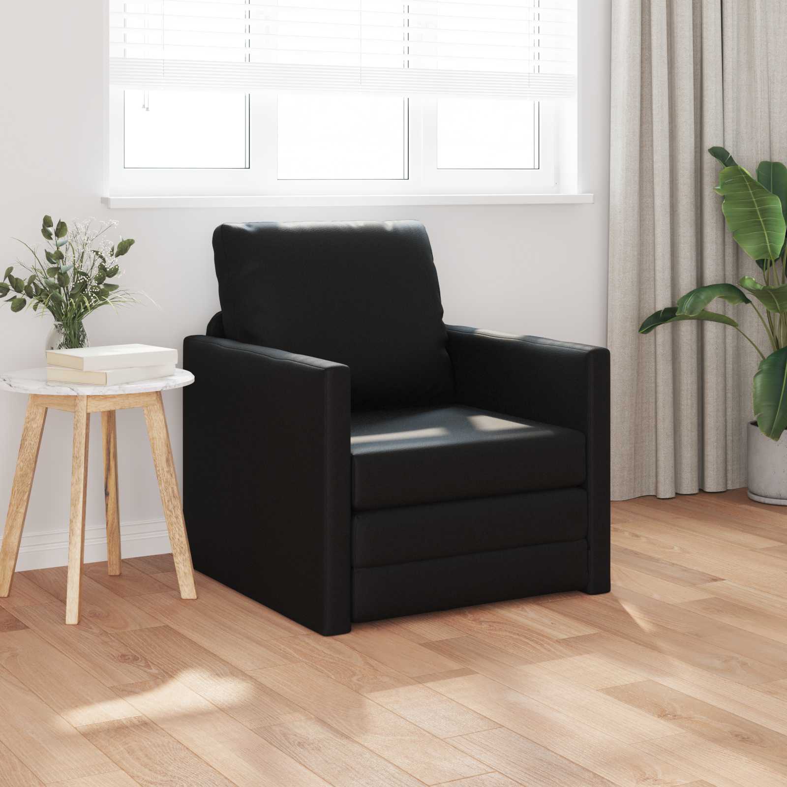 Pohovka Na Spaní 60Cm Černá Umělá Kůže