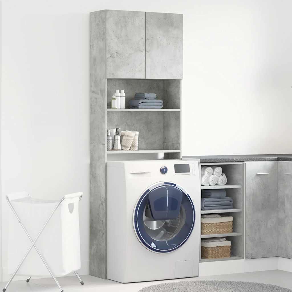 Skříňka Na Pračku Concrete Grey 64X24X190 Cm Dřevěná Konstrukce