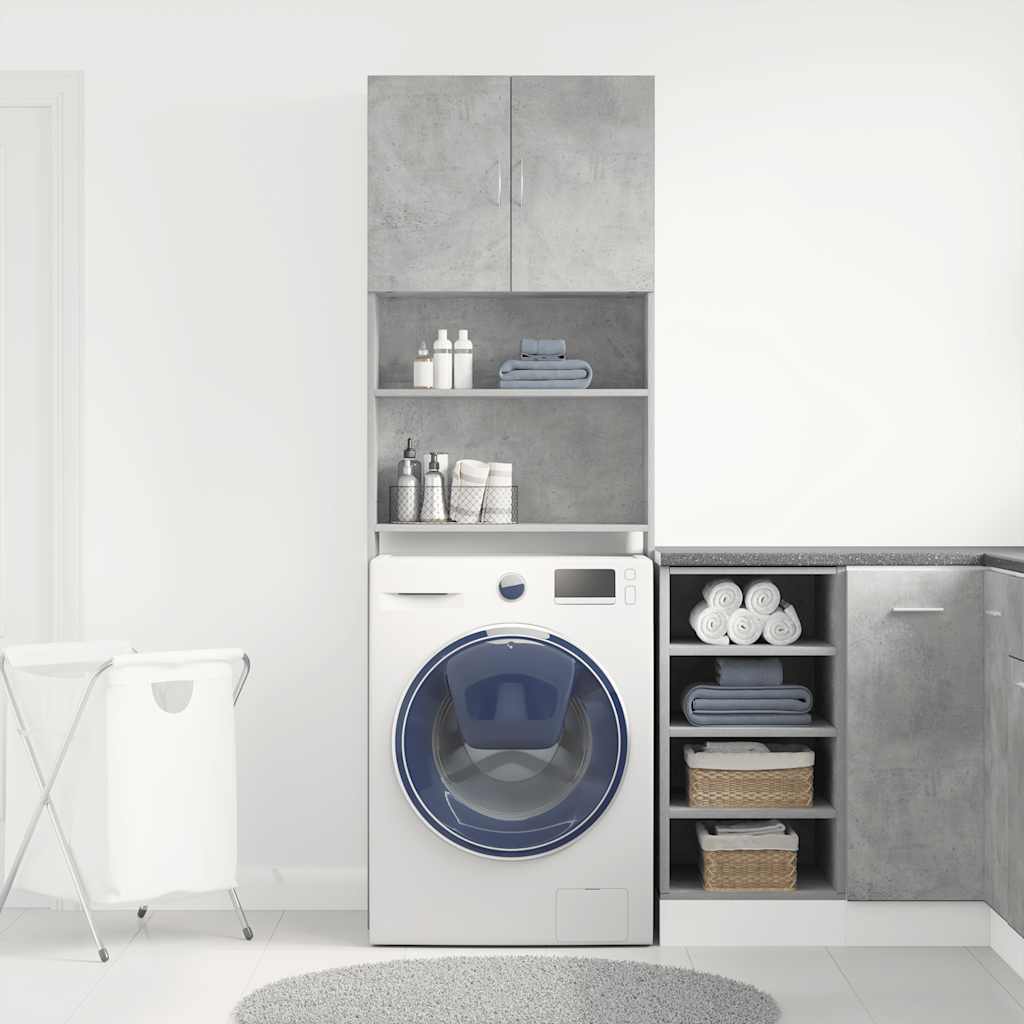 Skříňka Na Pračku Concrete Grey 64X24X190 Cm Dřevěná Konstrukce