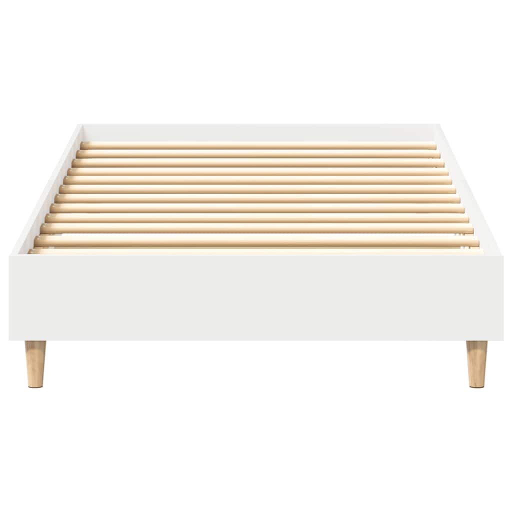 Rám Postele Bez Matrace Bílý 100X200 Cm Dřevěné Konstrukce