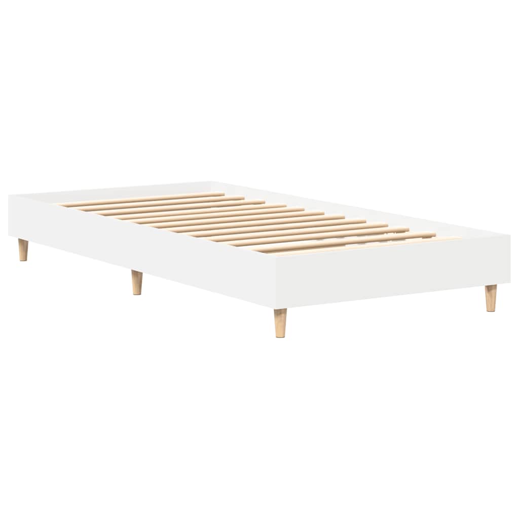 Rám Postele Bez Matrace Bílý 100X200 Cm Dřevěné Konstrukce