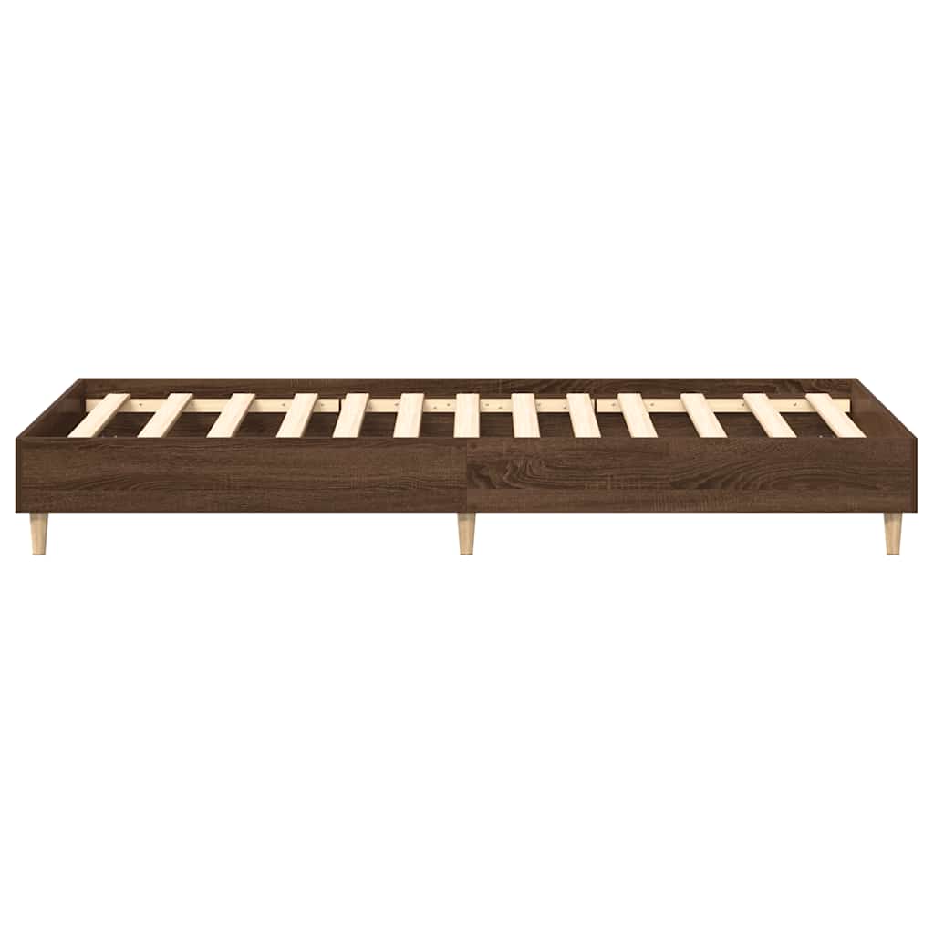 Rám Postele Bez Matrace Hnědý Dub 100X200 Cm Dřevěné Konstrukce