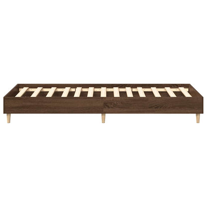 Rám Postele Bez Matrace Hnědý Dub 100X200 Cm Dřevěné Konstrukce