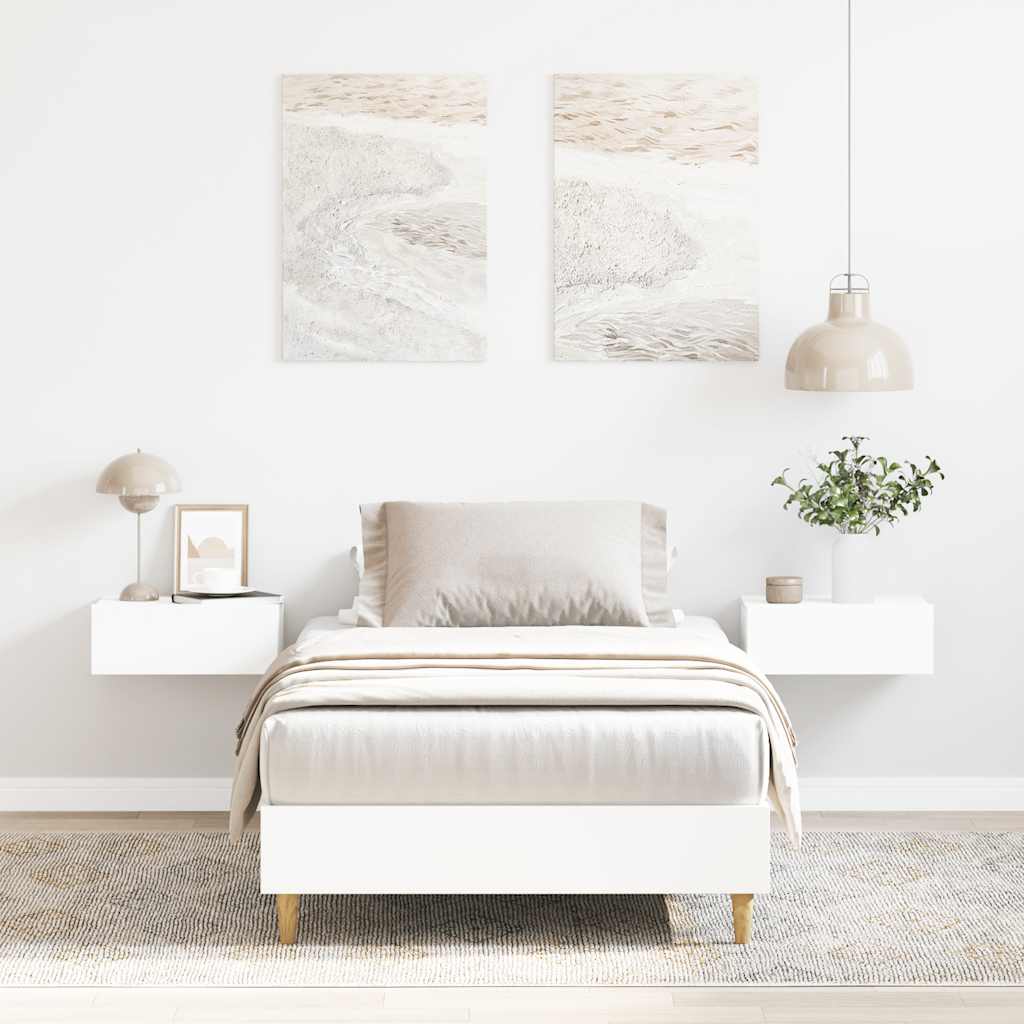 Rám Postele Bez Matrace Bílý 90X200 Cm Dřevěné Konstrukce