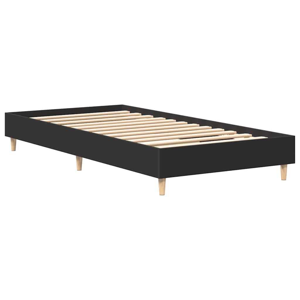 Rám Postele Bez Matrace Černý 90X200 Cm Dřevěné Konstrukce