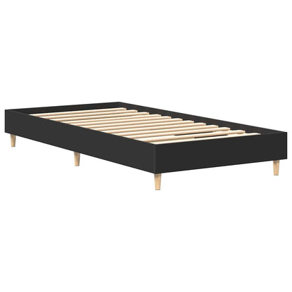 Rám Postele Bez Matrace Černý 90X200 Cm Dřevěné Konstrukce