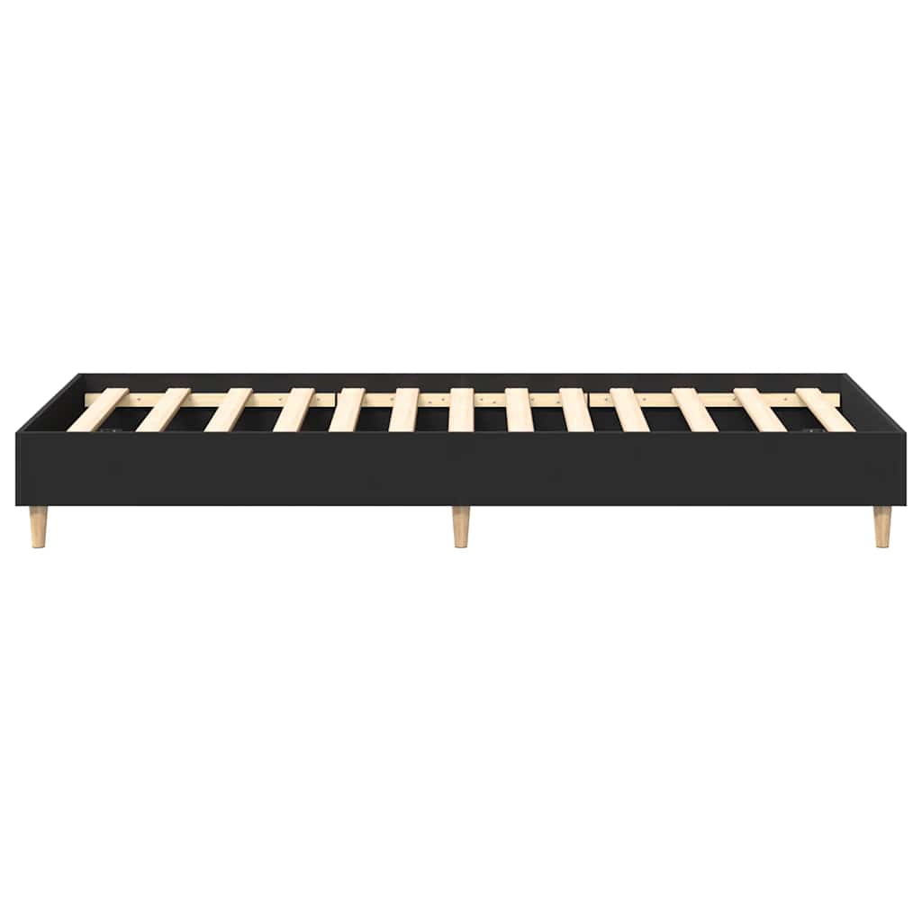 Rám Postele Bez Matrace Černý 90X200 Cm Dřevěné Konstrukce