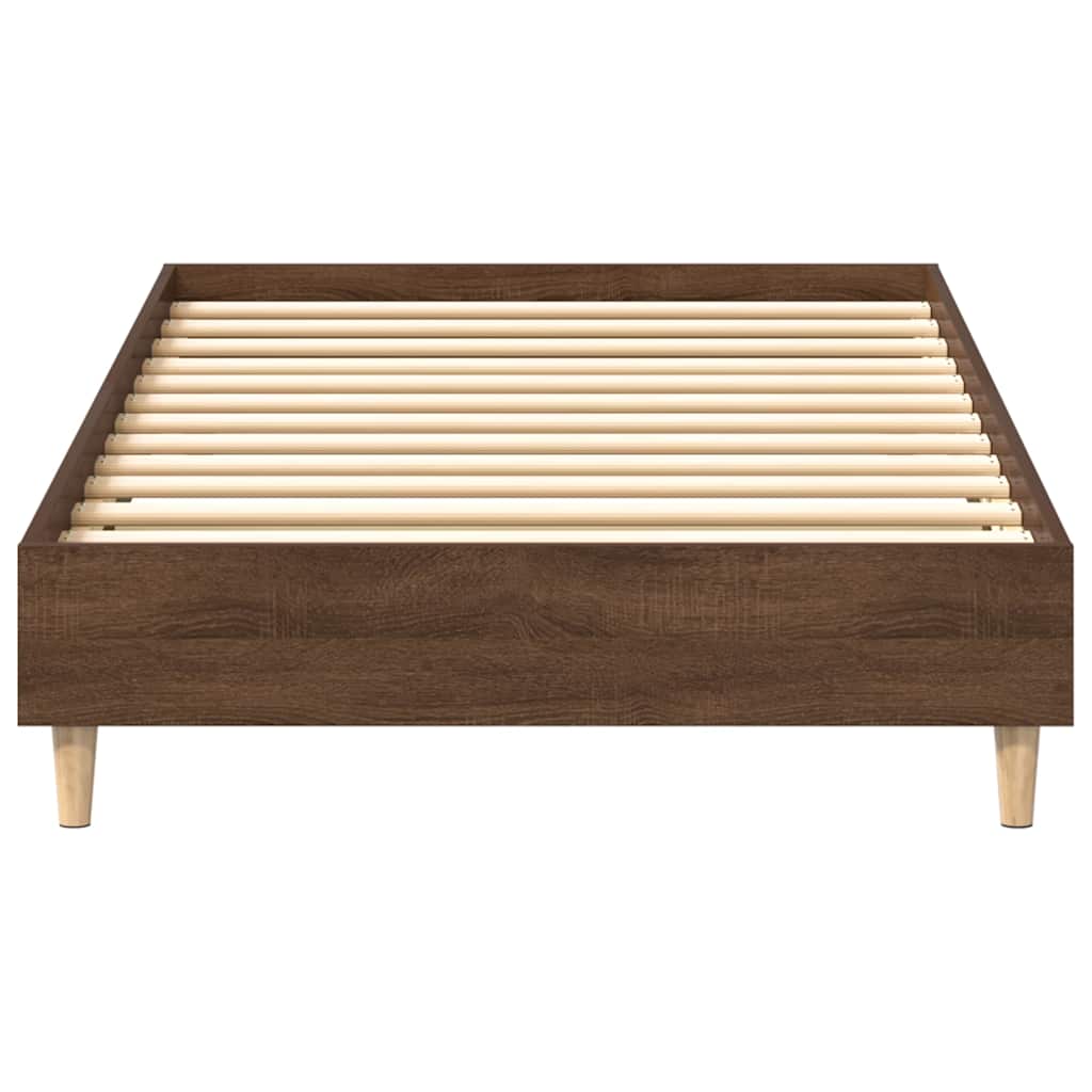 Rám Postele Bez Matrace Dub Hnědý 90X200 Cm Dřevěné Konstrukce
