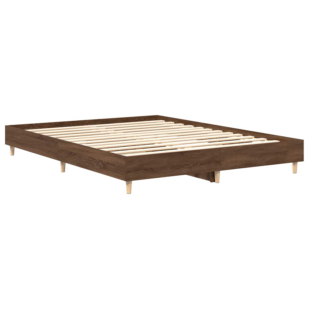 Rám Postele Bez Matrace Dub Hnědý 90X200 Cm Dřevěné Konstrukce