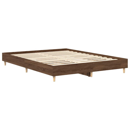 Rám Postele Bez Matrace Dub Hnědý 90X200 Cm Dřevěné Konstrukce