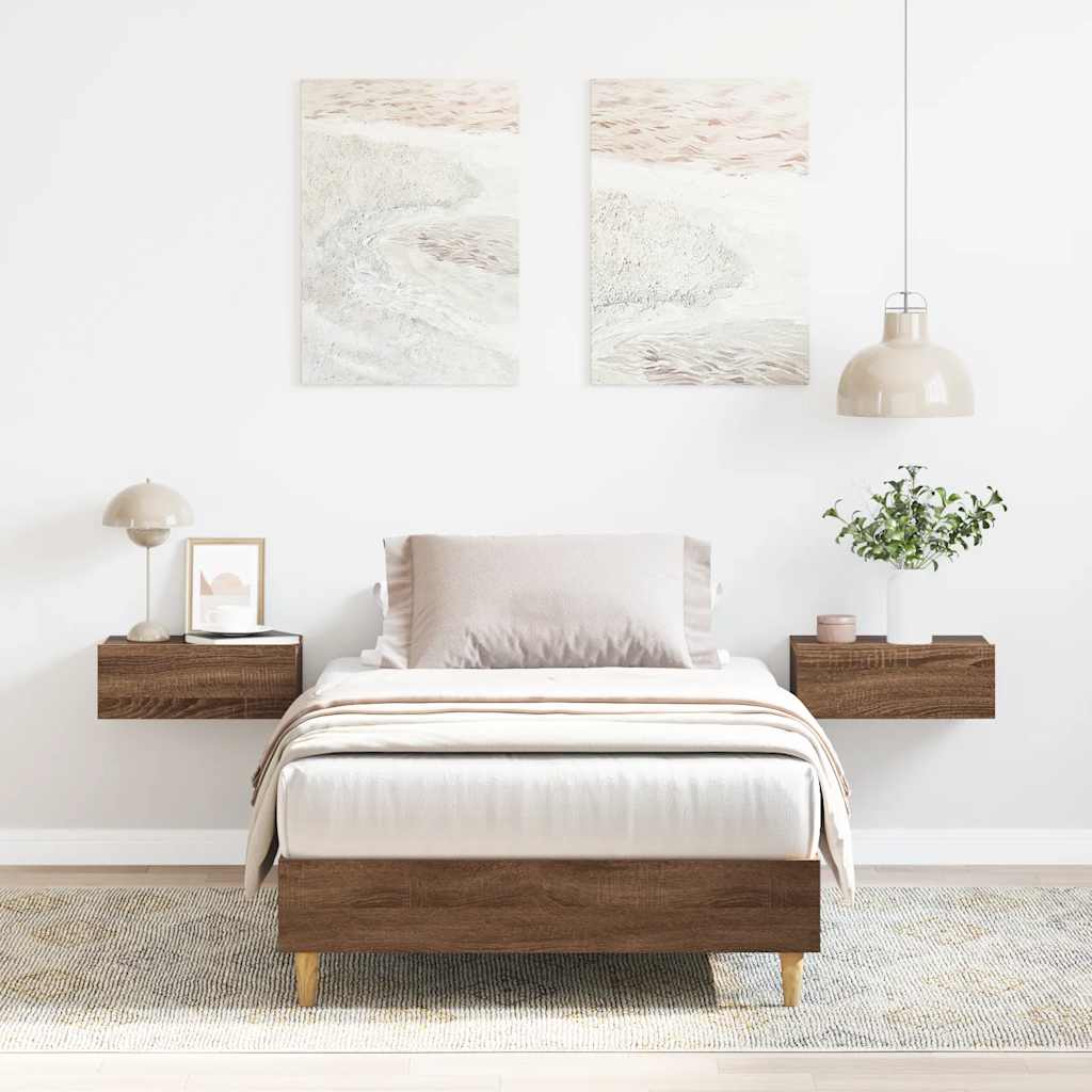Rám Postele Bez Matrace Dub Hnědý 90X200 Cm Dřevěné Konstrukce