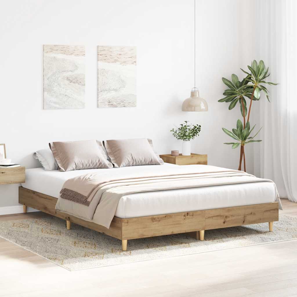 Rám Postele Bez Matrace Artisan Dub 90X200Cm Dřevěné Konstrukce