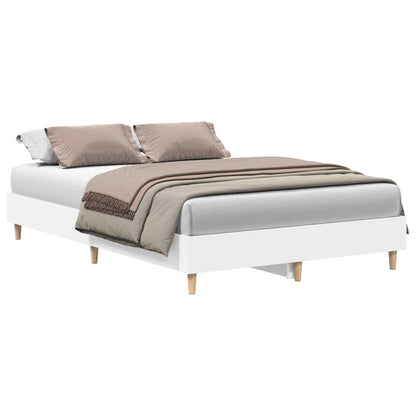Rám Postele Bez Matrace Bílý 140X190 Cm Dřevěné Konstrukce