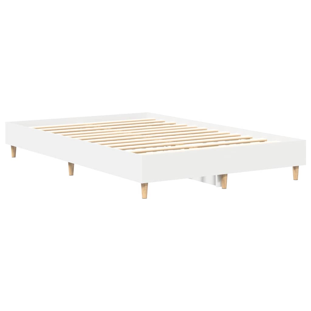 Rám Postele Bez Matrace Bílý 140X190 Cm Dřevěné Konstrukce