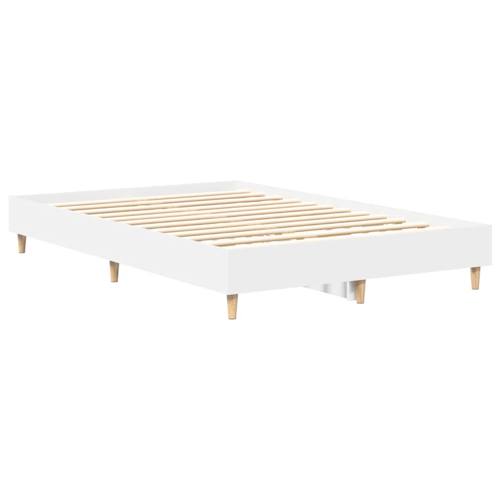 Rám Postele Bez Matrace Bílý 140X190 Cm Dřevěné Konstrukce