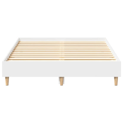 Rám Postele Bez Matrace Bílý 135X190 Cm Dřevěné Konstrukce
