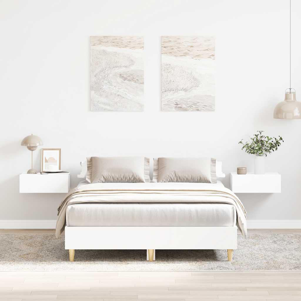 Rám Postele Bez Matrace Bílý 135X190 Cm Dřevěné Konstrukce