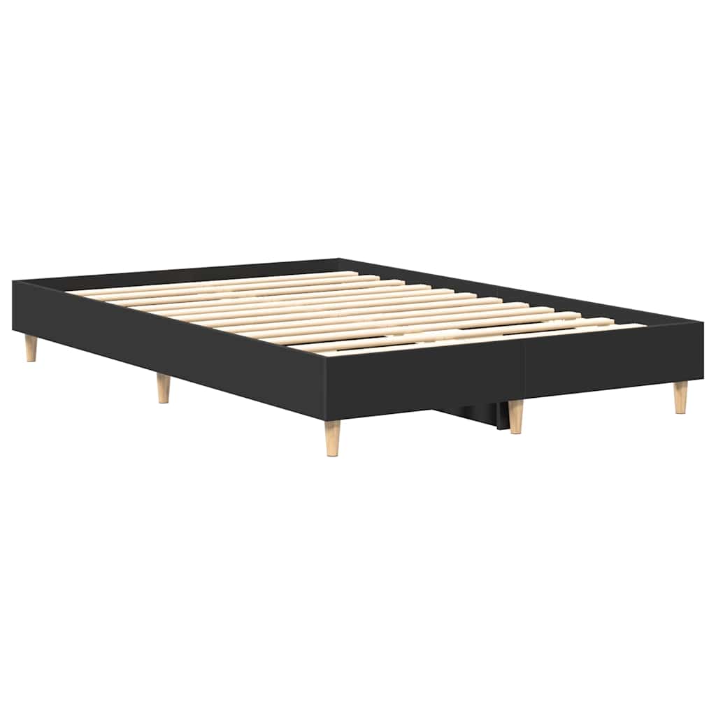 Rám Postele Bez Matrace Černý 135X190 Cm Dřevěné Konstrukce