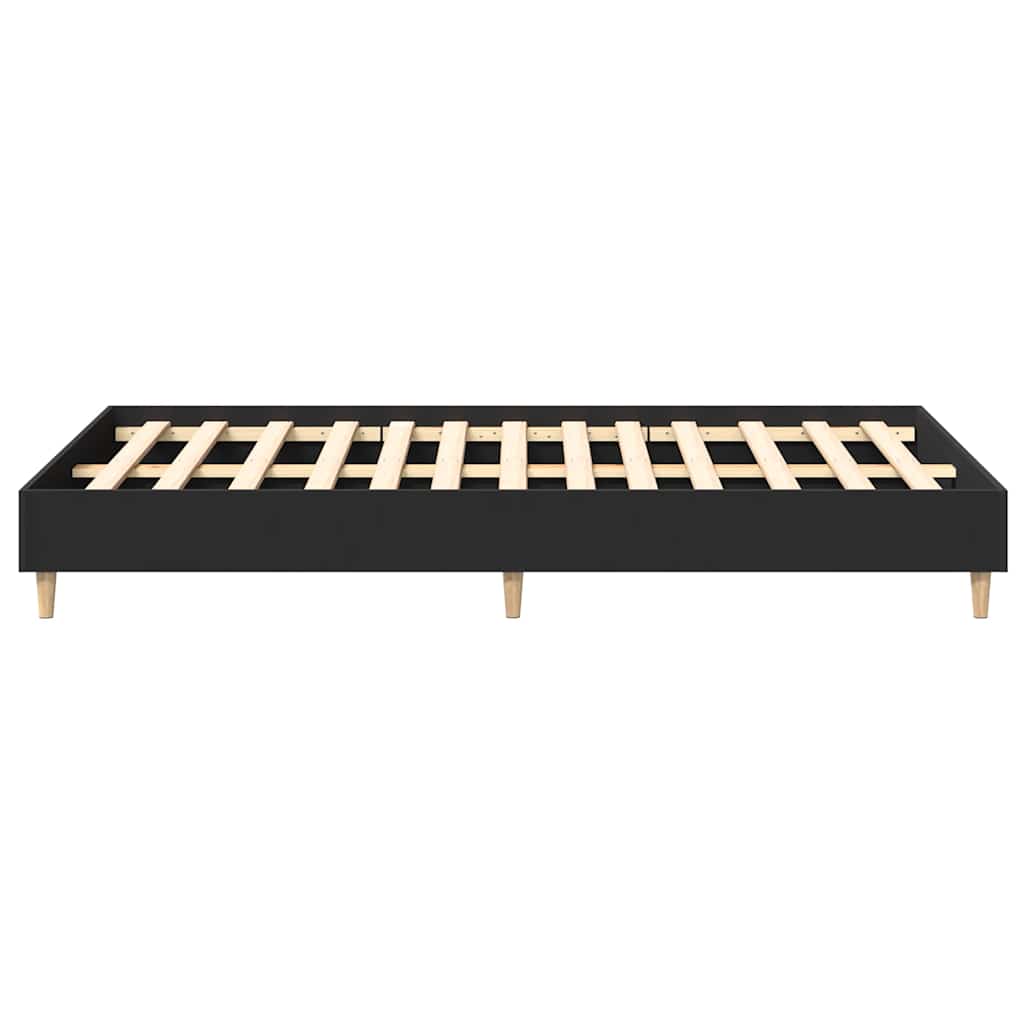 Rám Postele Bez Matrace Černý 135X190 Cm Dřevěné Konstrukce