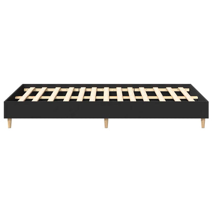 Rám Postele Bez Matrace Černý 135X190 Cm Dřevěné Konstrukce