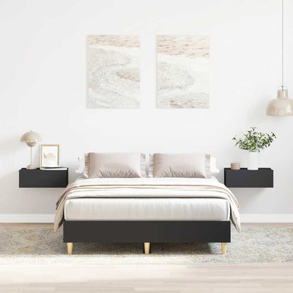 Rám Postele Bez Matrace Černý 135X190 Cm Dřevěné Konstrukce