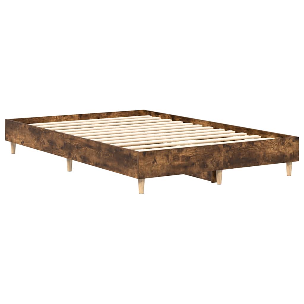 Rám Postele Bez Matrace Kouřový Dub 135X190 Cm Kompozitní Dřevo