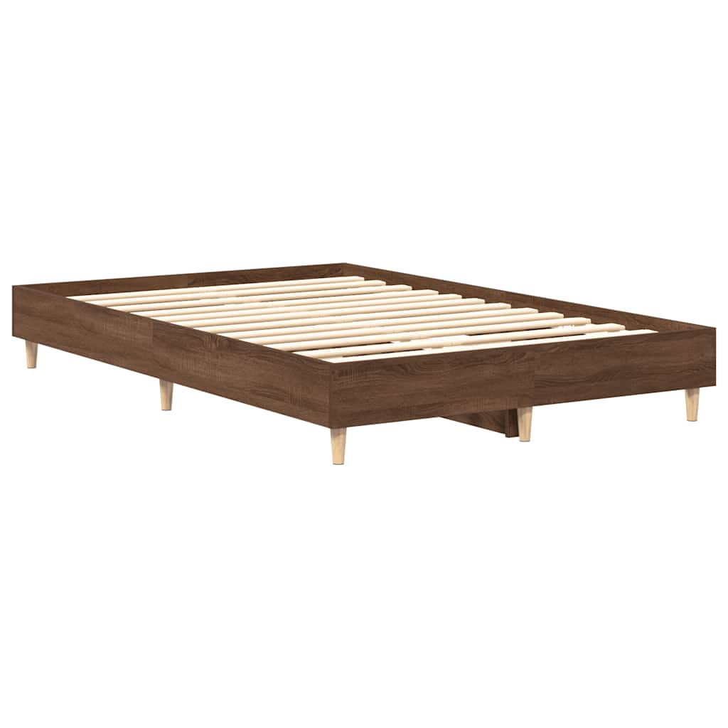 Rám Postele Bez Matrace Hnědý Dub 135X190 Cm Kompozitní Dřevo