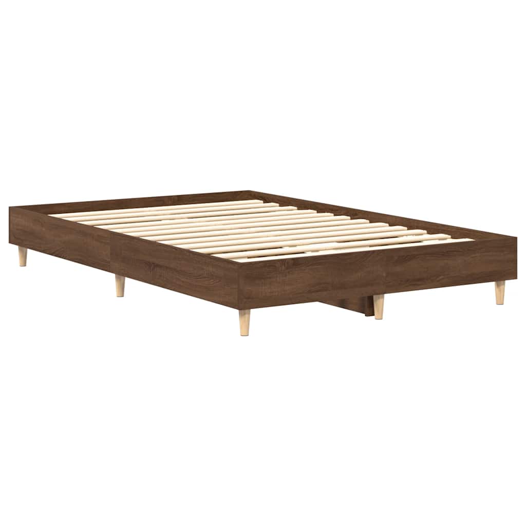 Rám Postele Bez Matrace Hnědý Dub 135X190 Cm Kompozitní Dřevo