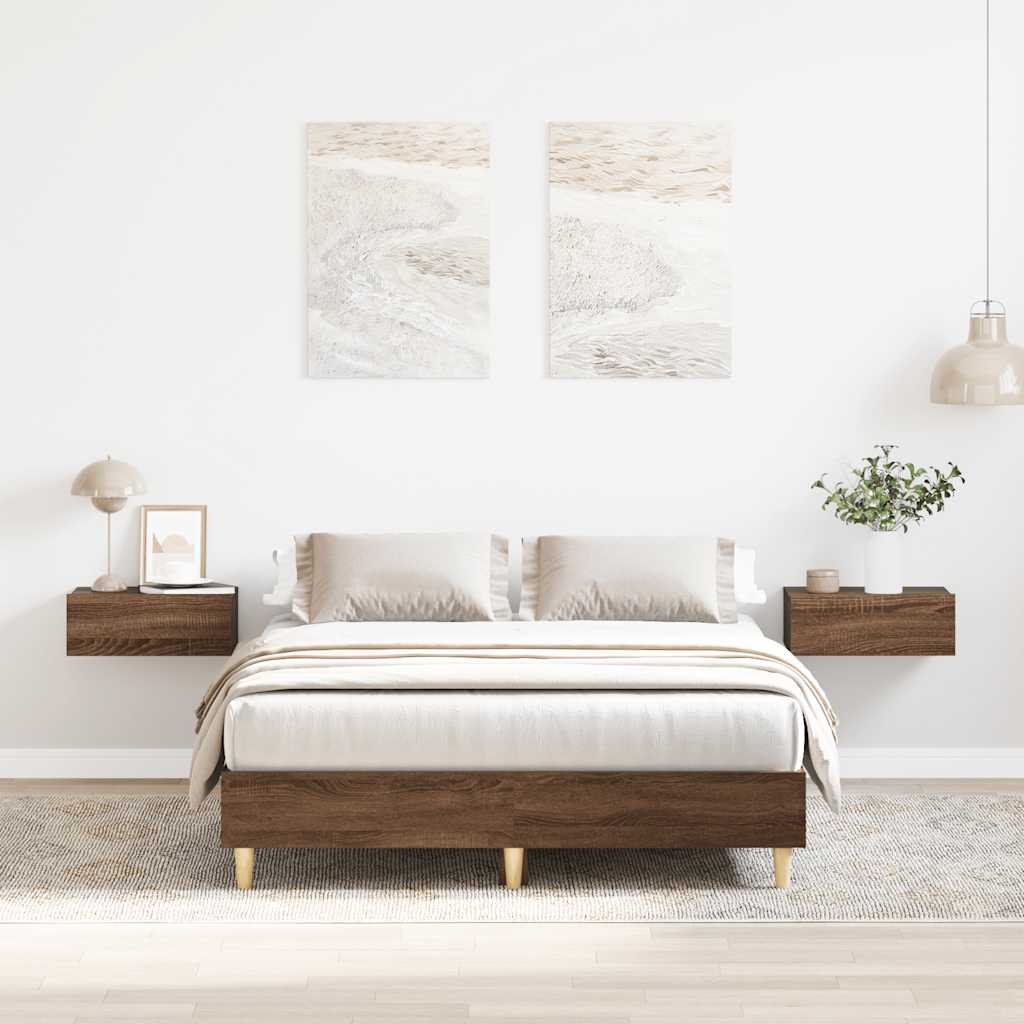 Rám Postele Bez Matrace Hnědý Dub 135X190 Cm Kompozitní Dřevo
