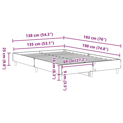 Rám Postele Bez Matrace Staré Dřevo 135X190 Cm Kompozitní Dřevo