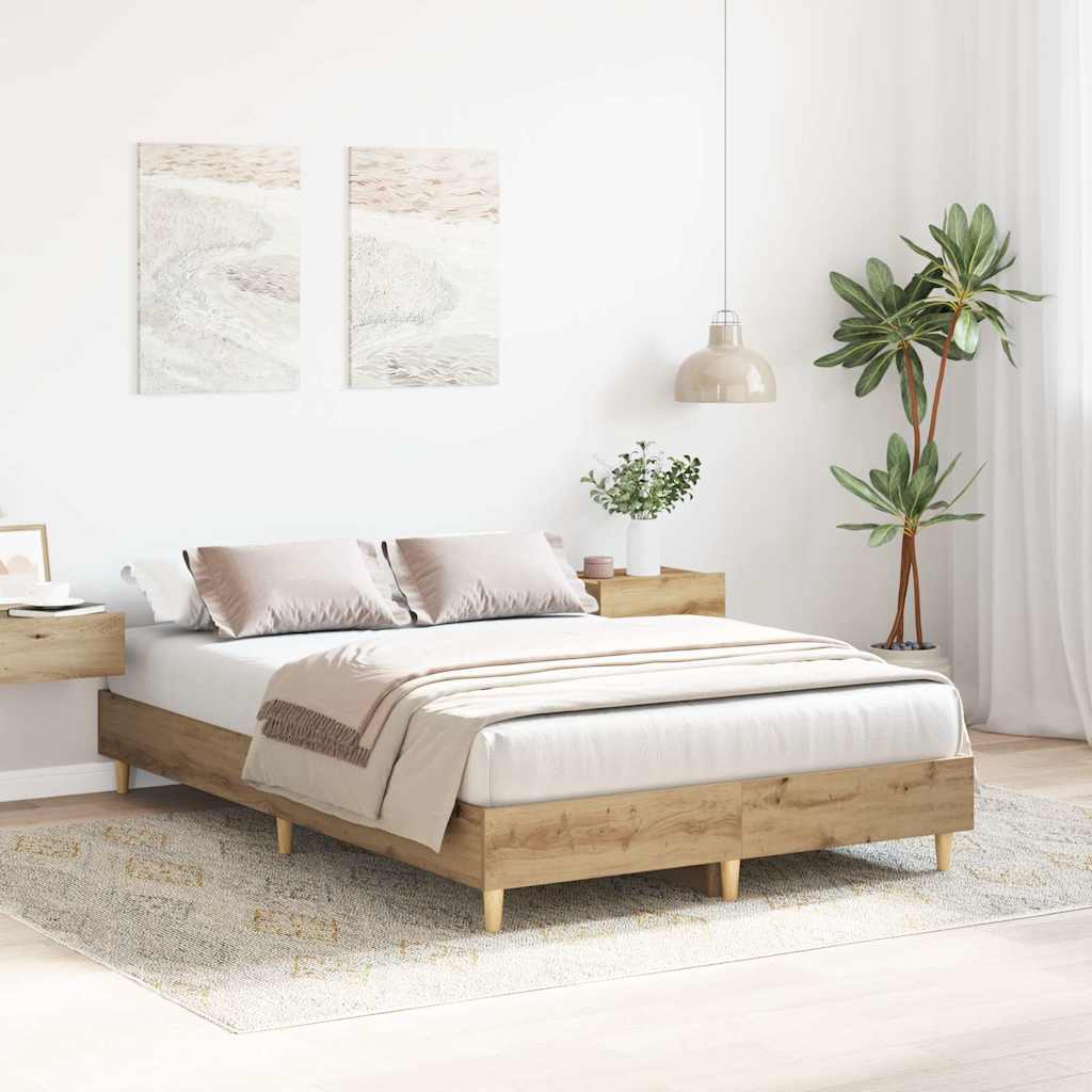 Rám Postele Bez Matrace Artisan Dub 135X190 Cm Kompozitní Dřevo