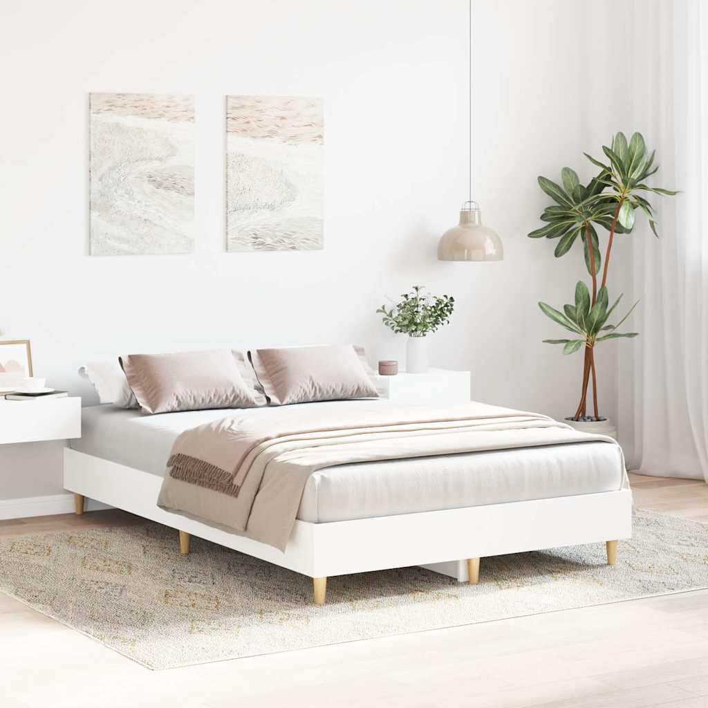 Rám Postele Bez Matrace Bílý 120X190 Cm Dřevěné Konstrukce