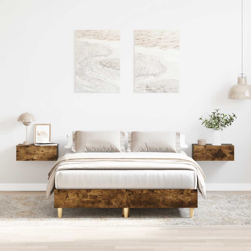 Rám Postele Bez Matrace Kouřový Dub 120X190 Cm Kompozitní Dřevo