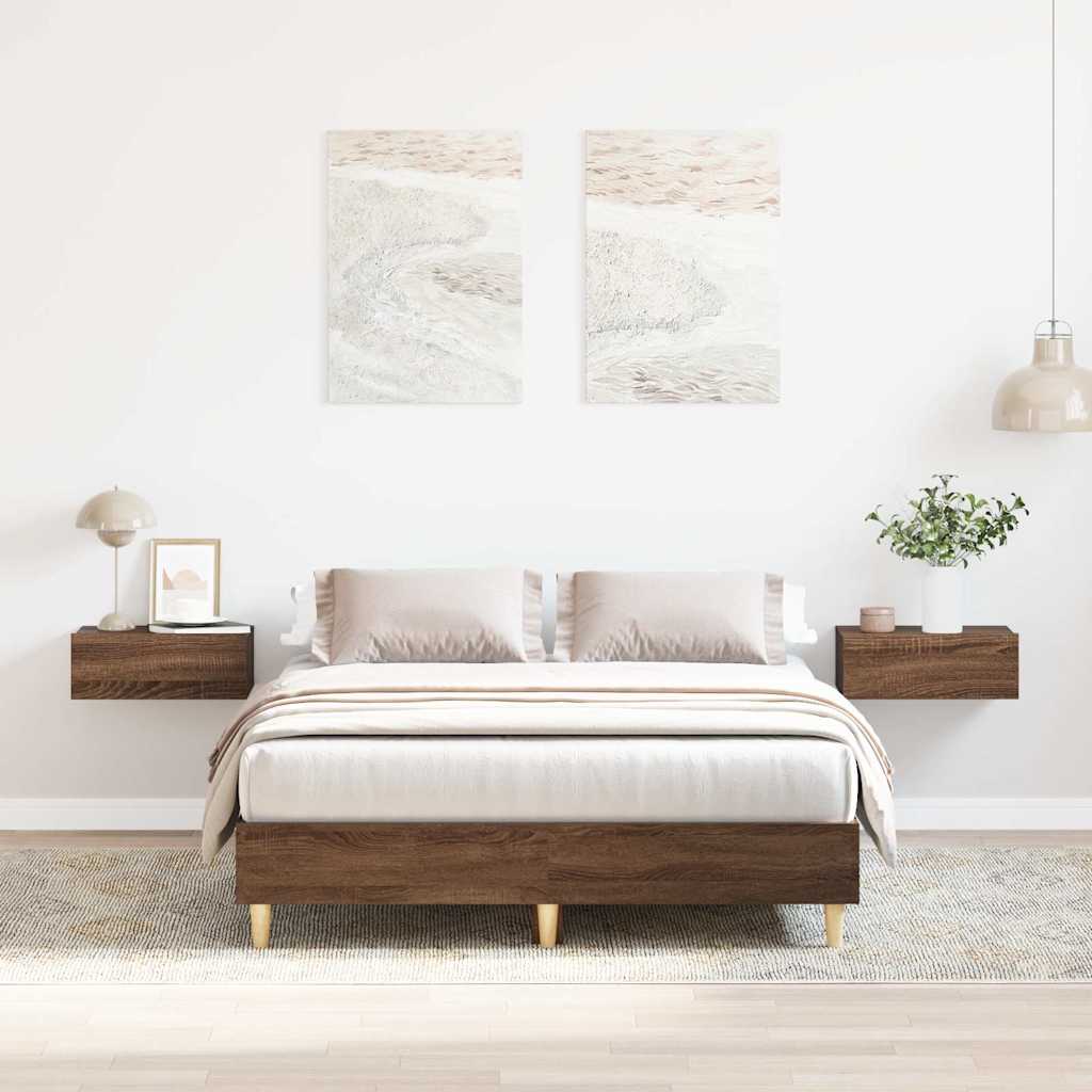 Rám Postele Bez Matrace Hnědý Dub 120X190 Cm Dřevěné Konstrukce